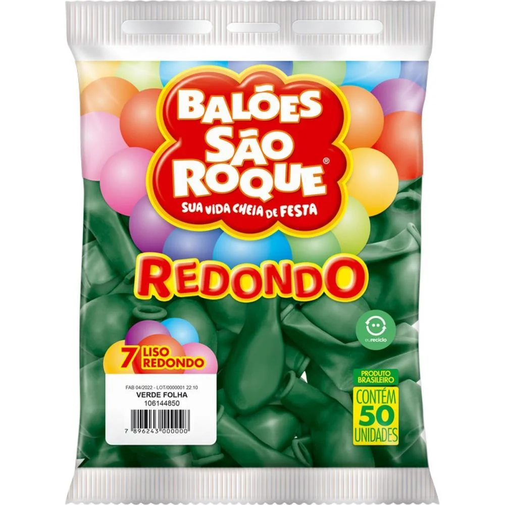 Balao 7 Liso Redondo Verde Folha Sao Roque (Pct.c/50) - imagem 5