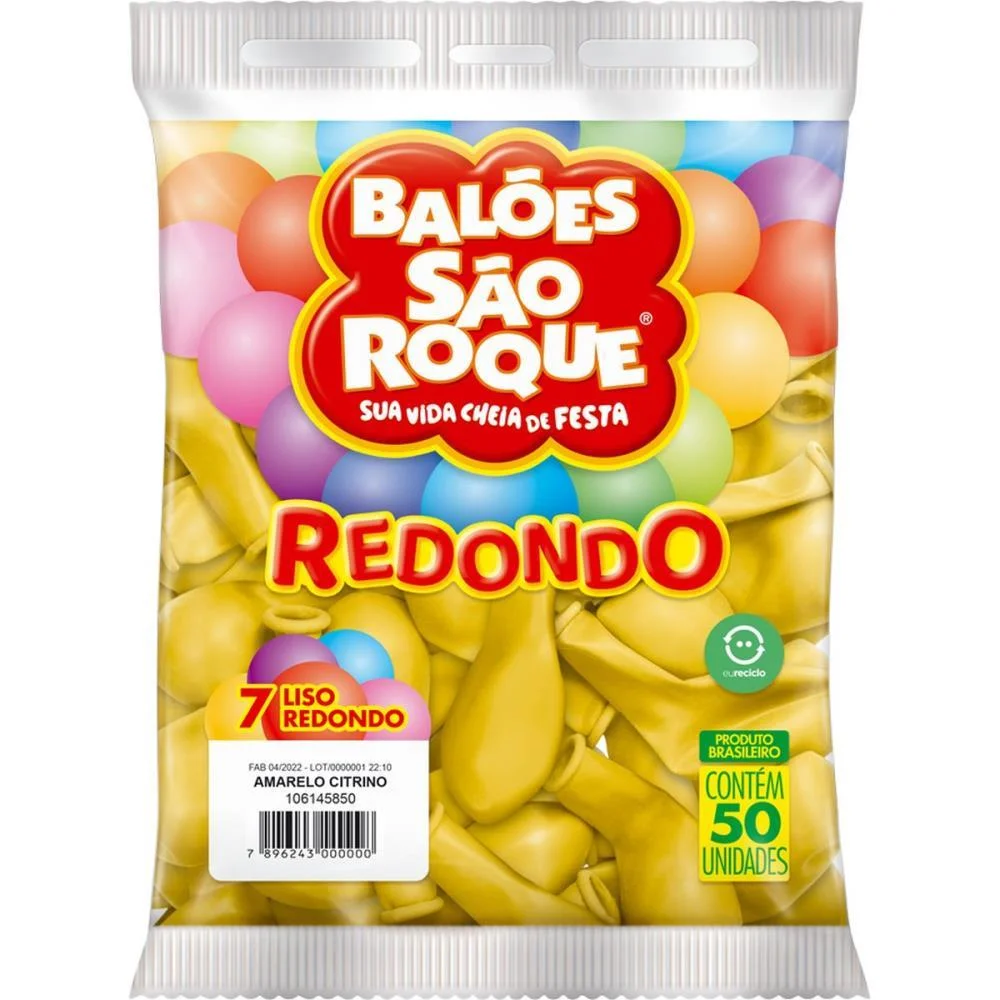 Balao 7 Liso Redondo Amarelo Citrino Sao Roque (Pct.c/50) - imagem 3