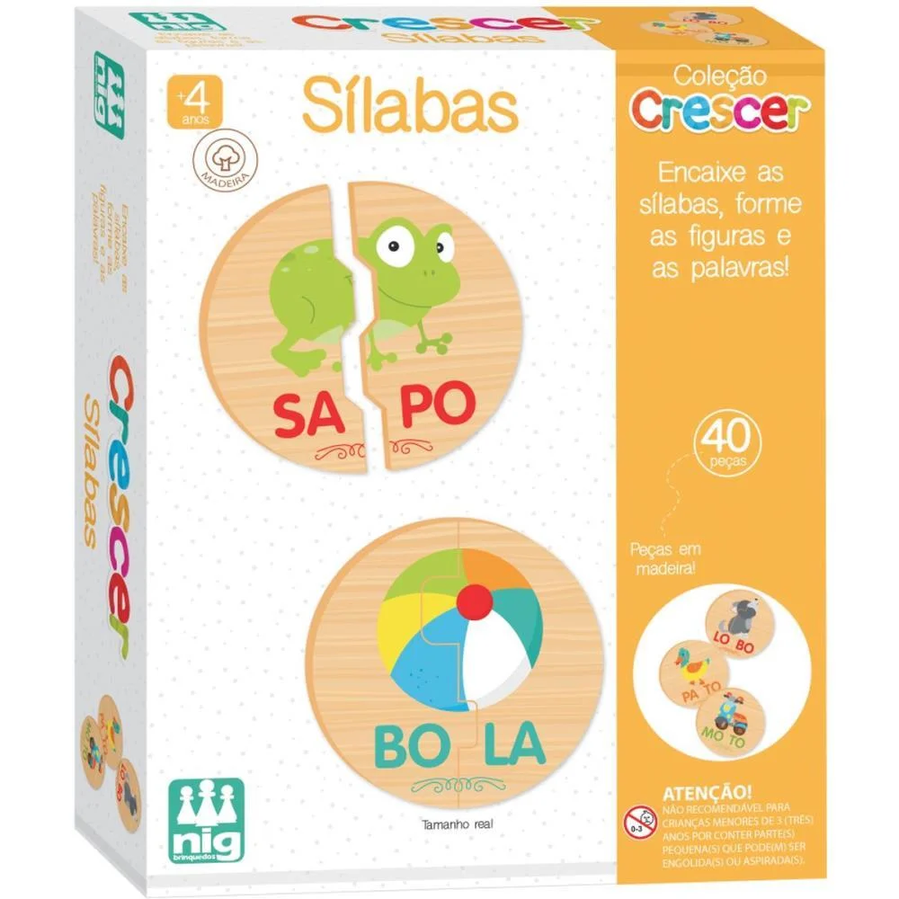 Brinquedo Educativo Silabas Em Madeira 40Pcs Nig Brinquedos - imagem 3