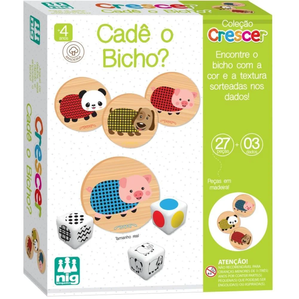 Brinquedo Educativo Cade O Bicho Em Madeira 27Pcs Nig Brinquedos - imagem 2