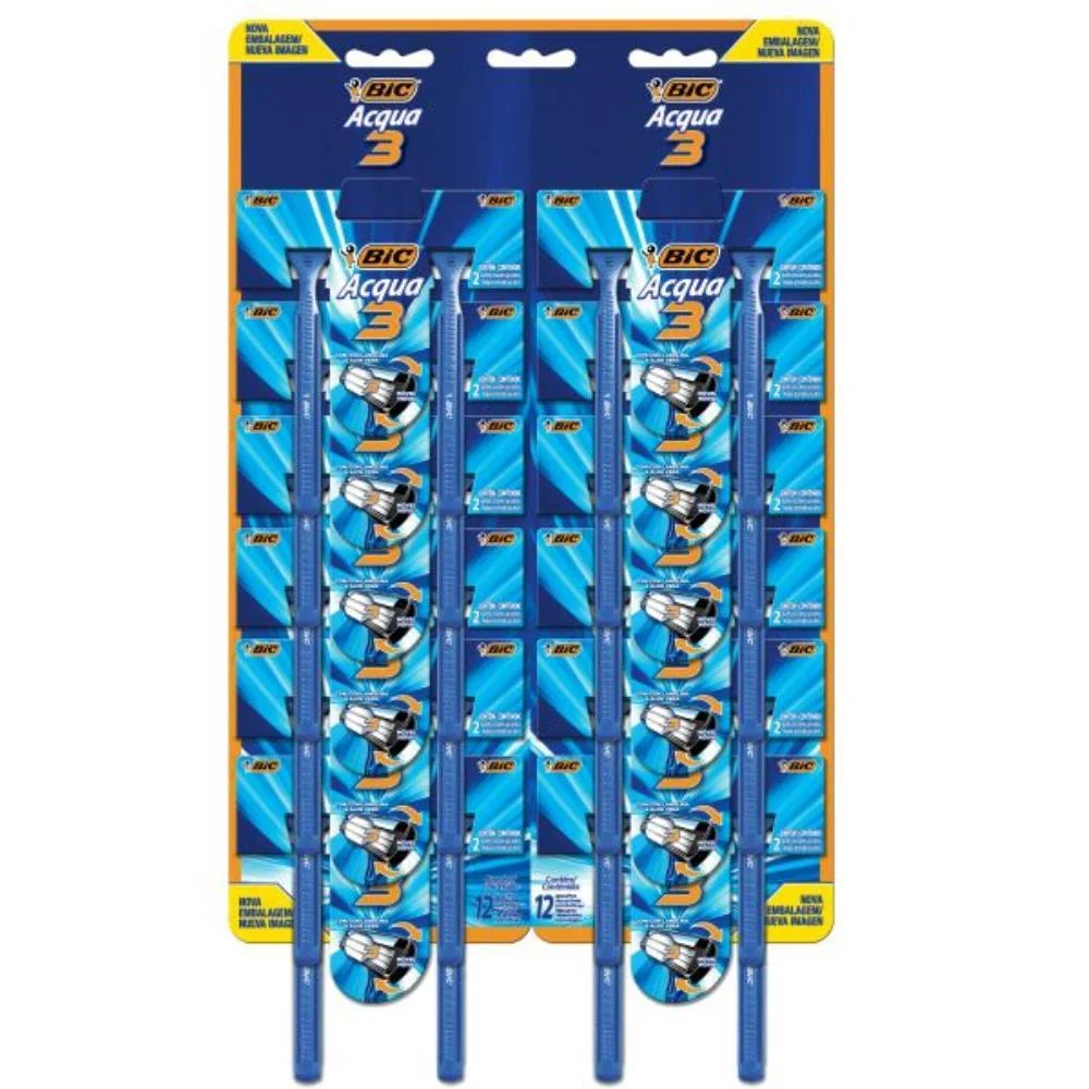 Barbeador Descartavel Bic 3 Acqua Az. 12Blx2Und. Bic (Ct.c/24) - imagem 2