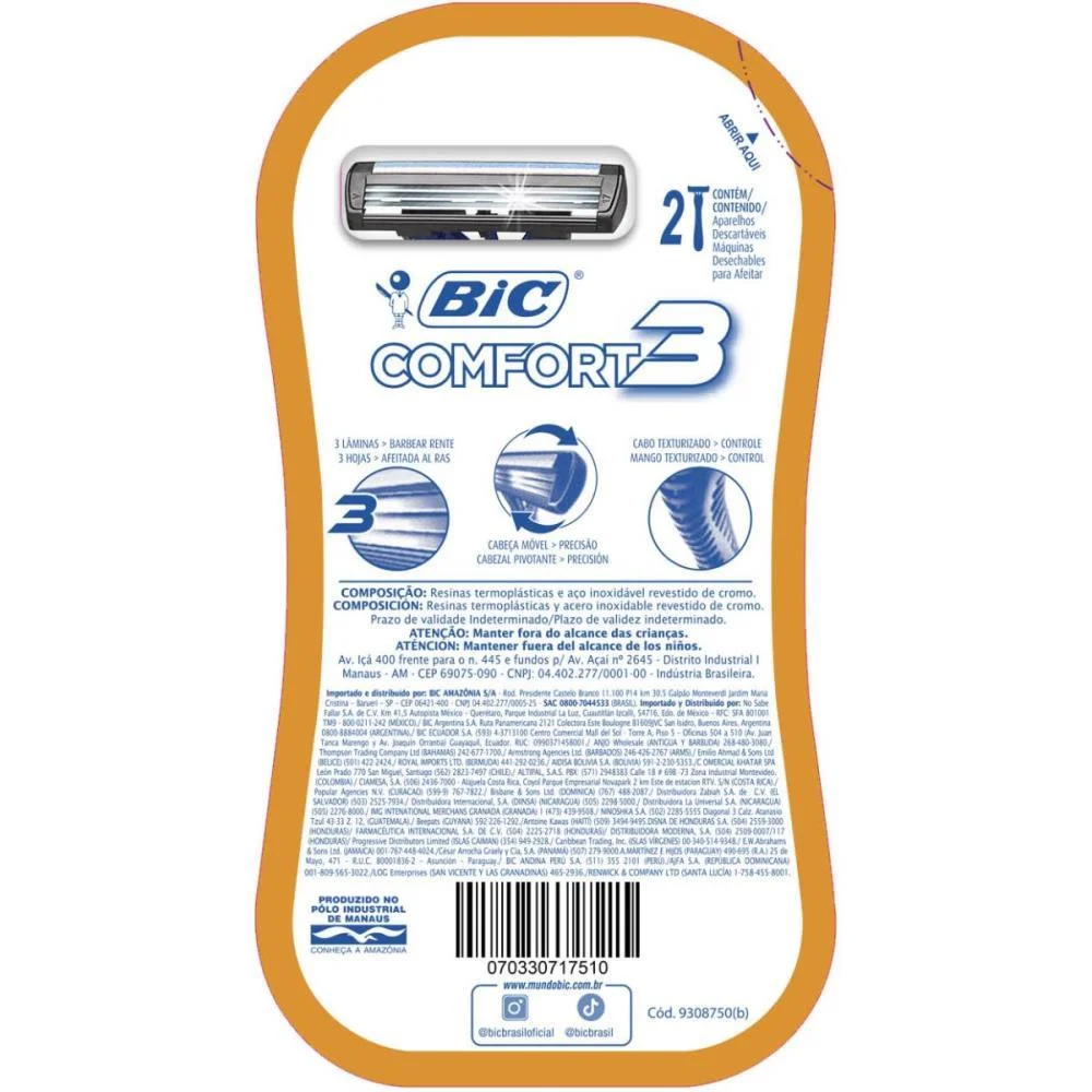 Barbeador Descartavel Comfort 3 Normal 12Blx2Un. Bic (Ct.c/24) - imagem 4