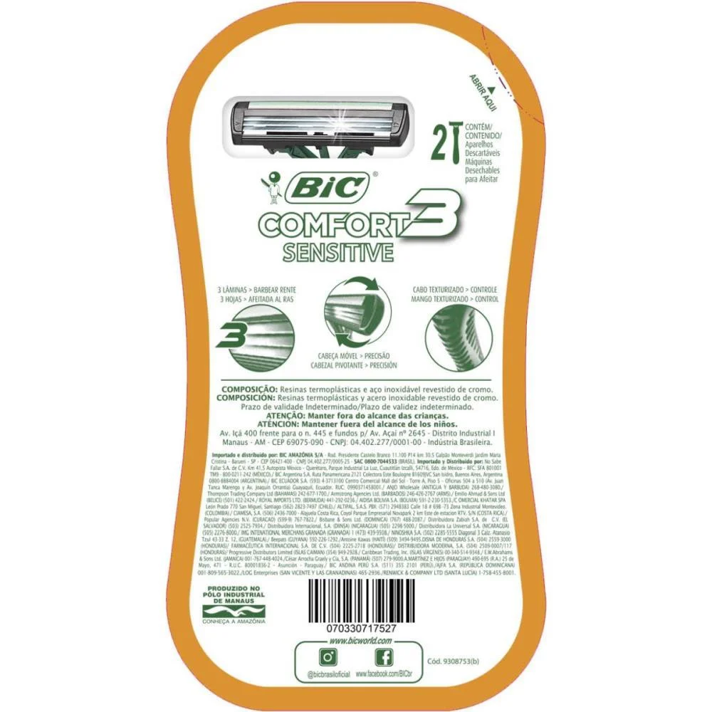 Barbeador Descartavel Comfort 3 Sens. Vd 12Blx2Un. Bic (Ct.c/24) - imagem 4