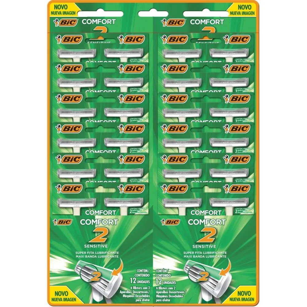 Barbeador Descartavel Bic Comfort2 Verde 12Blx2Und. Bic (Ct.c/24) - imagem 4