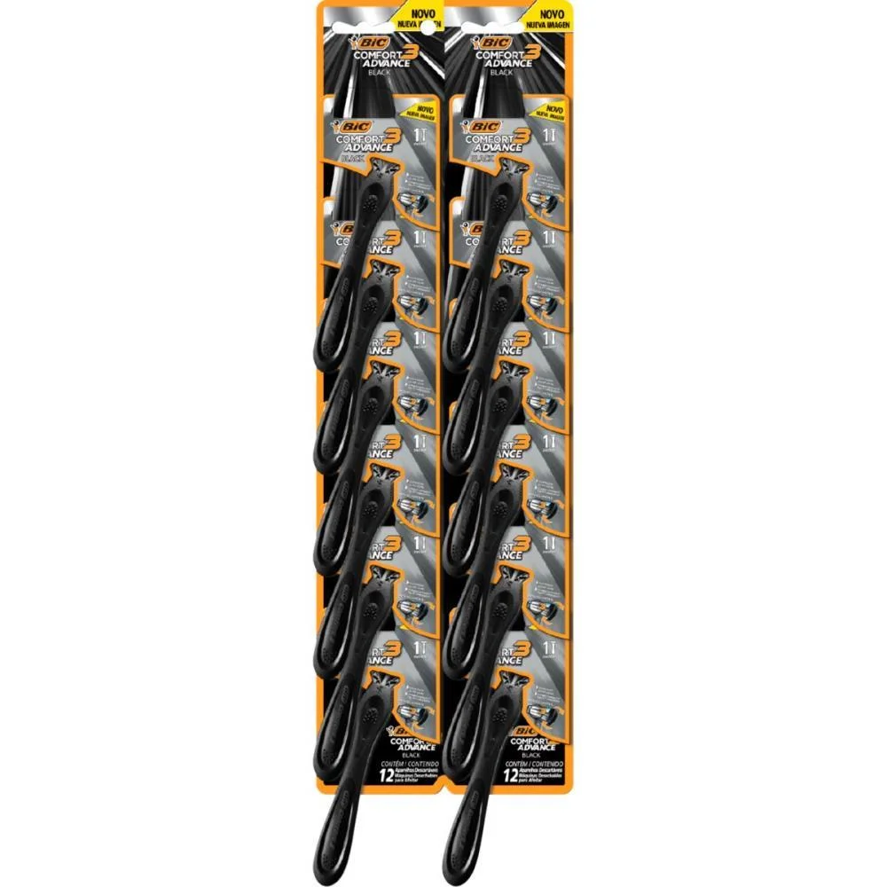 Barbeador Descartavel Bic Comfort3 Black 12Blx1Und. Bic (Ct.c/12) - imagem 3