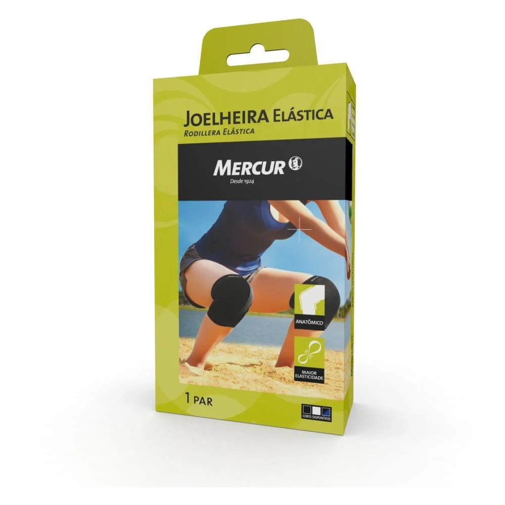 Ortopedico Joelheira Elastica M Preta Mercur (Par) - imagem 2