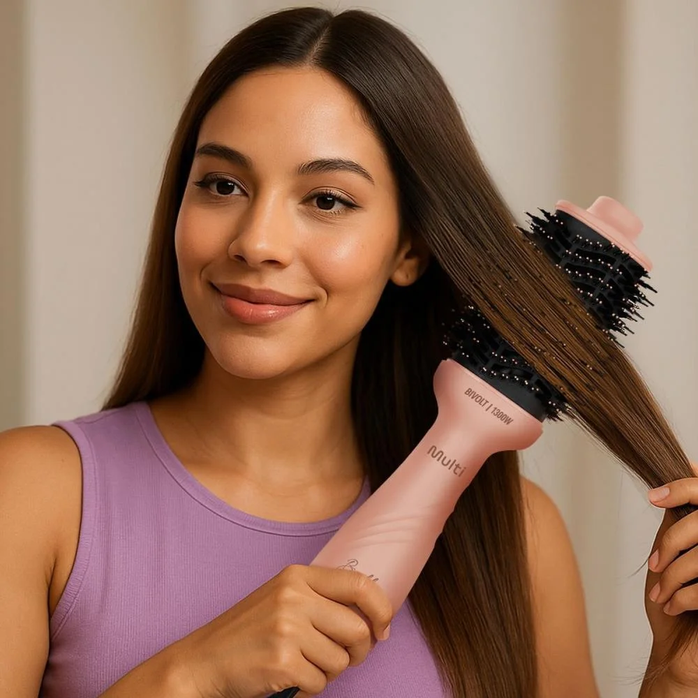 Escova De Cabelo Alisadora Secadora Brilho Rose 1300W Biv Multi - imagem 9