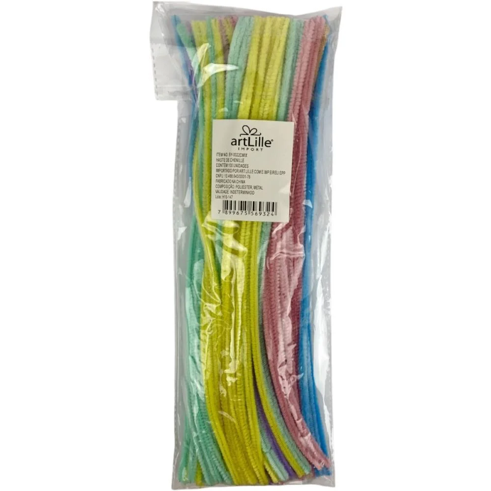 Acessorio Para Cabelo Haste De Chenille Tons Pastel Art Lille C/ 100 Unidades - imagem 4