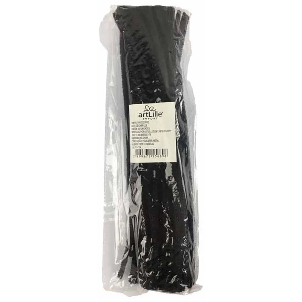 Acessorio Para Cabelo Haste De Chenille Preto Art Lille C/ 100 Unidades - imagem 4