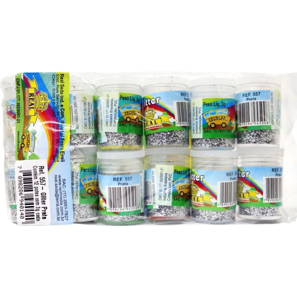 Glitter Pvc Prata Potes 3G. Real Seda (Pct.c/12) - imagem 3