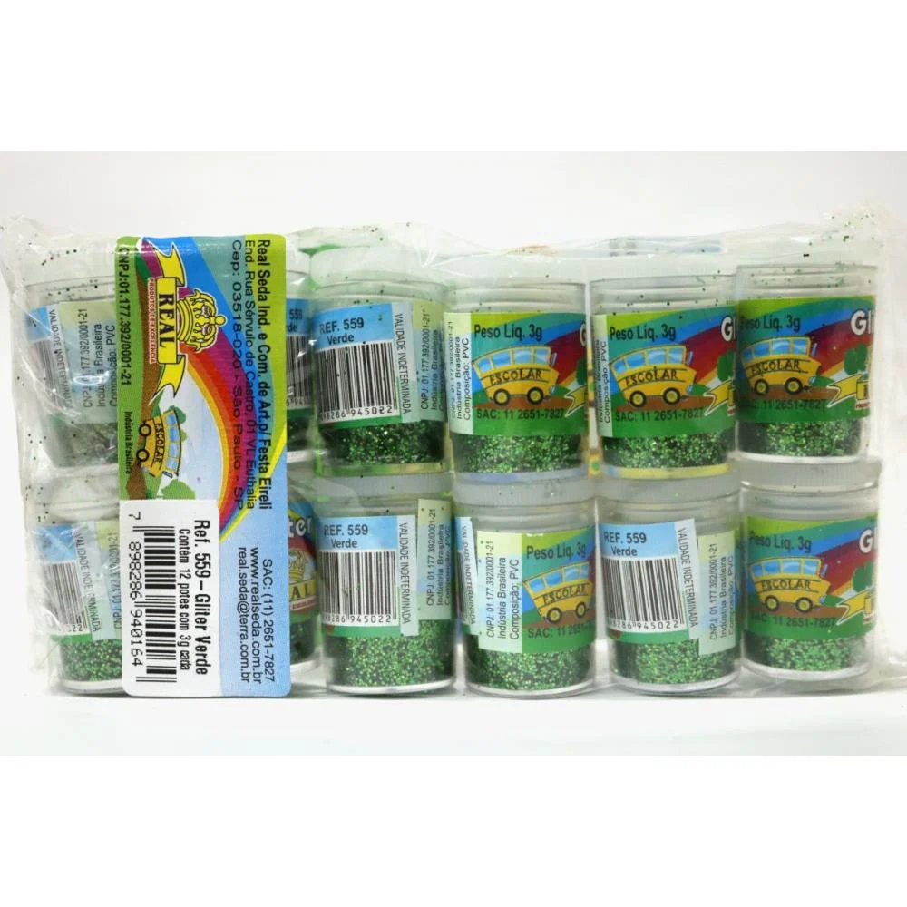 Glitter Pvc Verde Potes 3G. Real Seda (Pct.c/12) - imagem 3