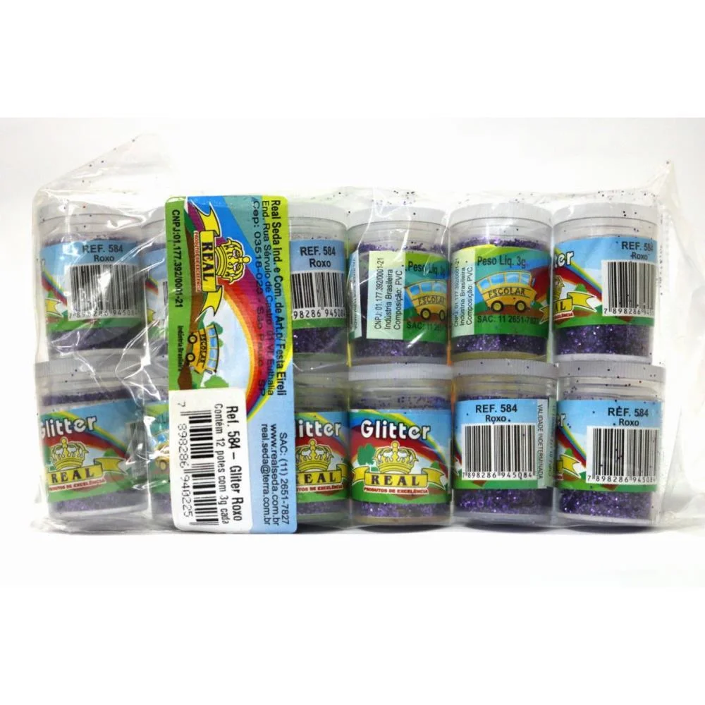 Glitter Pvc Roxo Potes 3G. Real Seda (Pct.c/12) - imagem 3