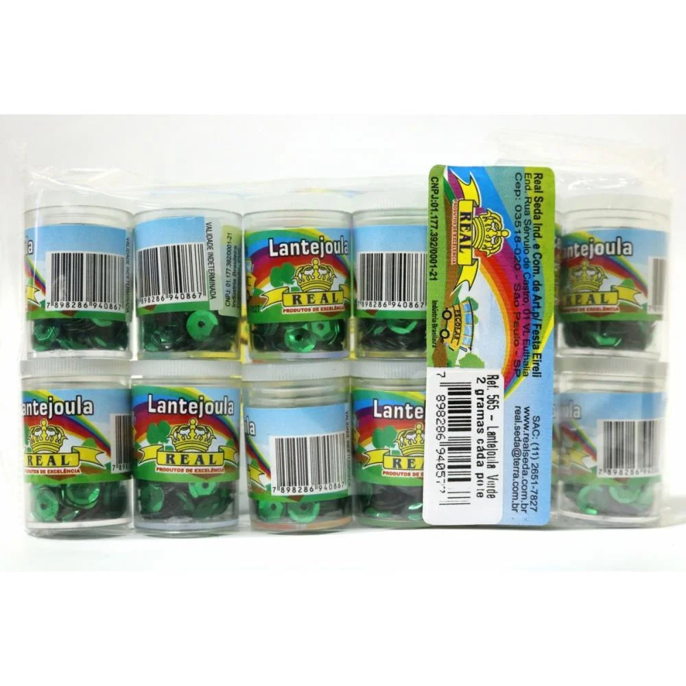 Lantejoula Metalizada Potes 2G. N.06 Verde Real Seda (Pct.c/12) - imagem 2