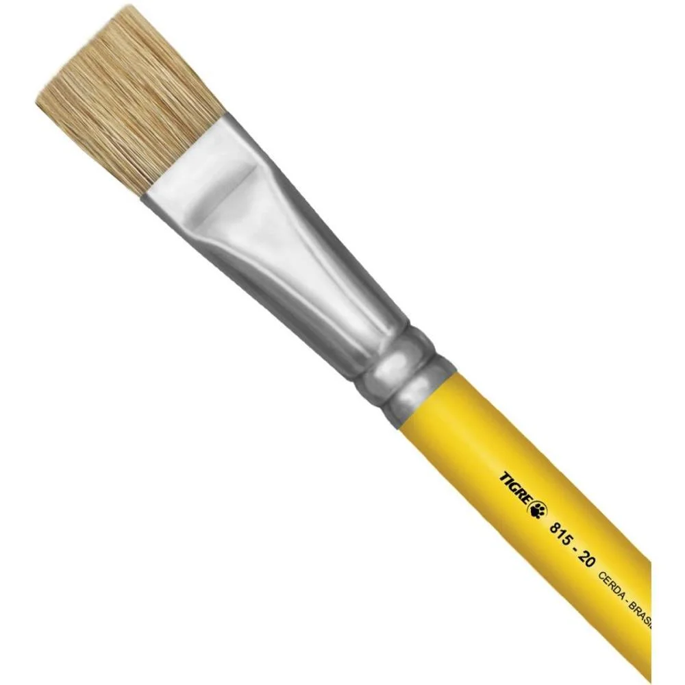 Pincel Artesanal Chato 815 N.20 Amarelo Pinceis Tigre (Ct.c/06) - imagem 2