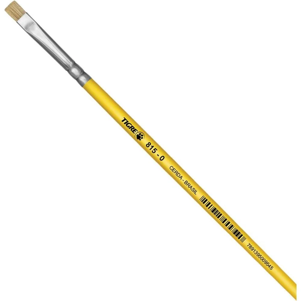Pincel Artesanal Chato 815 N.00 Amarelo Pinceis Tigre (Duzia) - imagem 2