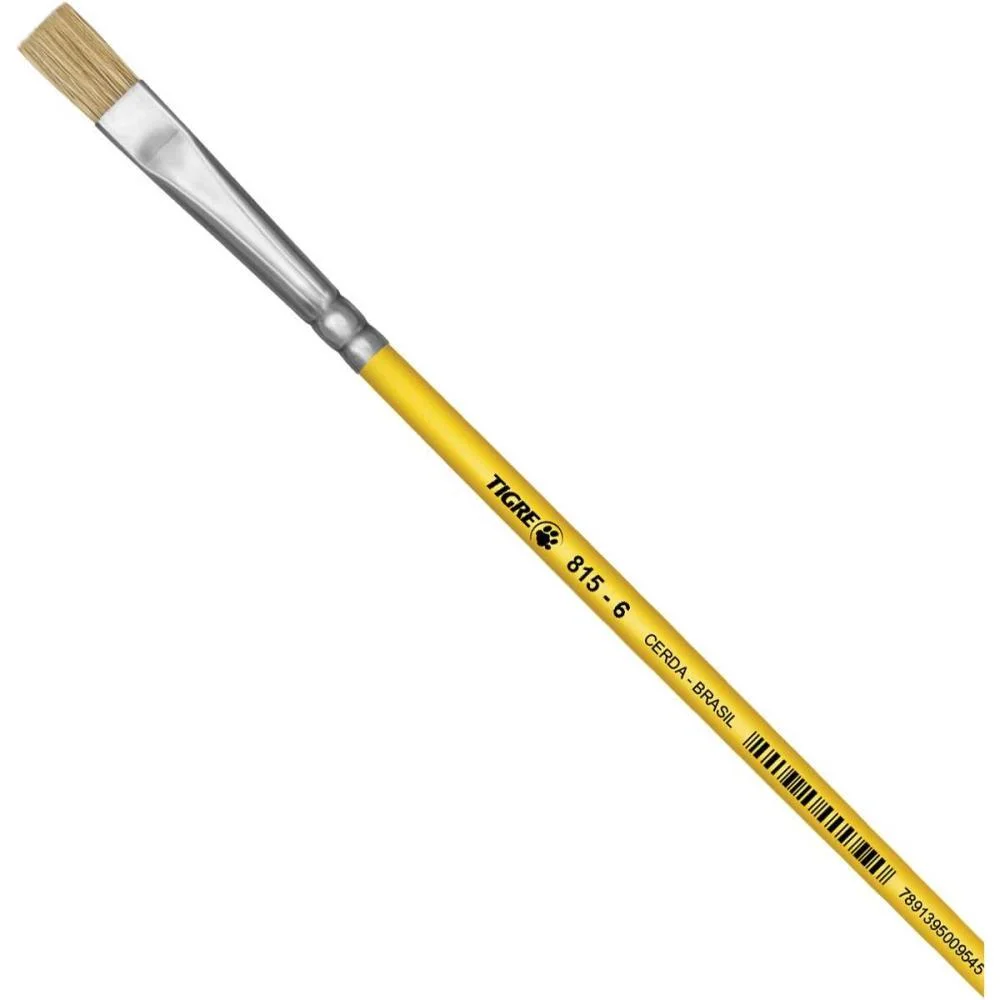 Pincel Artesanal Chato 815 N.06 Amarelo Pinceis Tigre (Duzia) - imagem 2