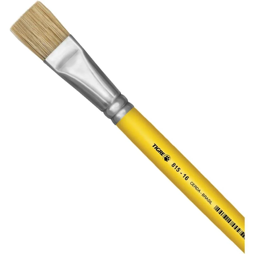 Pincel Artesanal Chato 815 N.16 Amarelo Pinceis Tigre (Duzia) - imagem 3