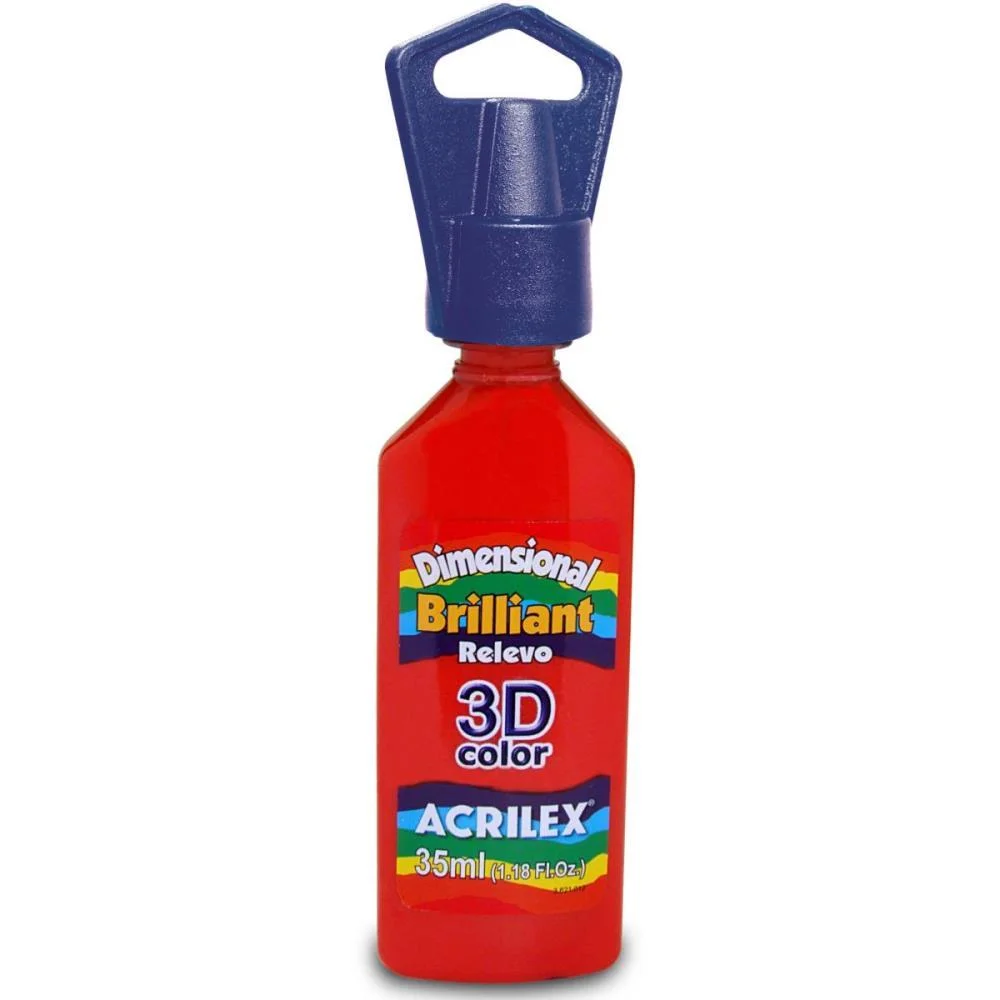Tinta Relevo Dimensional Brilhante Vermelho Fogo 35Ml Acrilex (Pct.c/06) - imagem 2