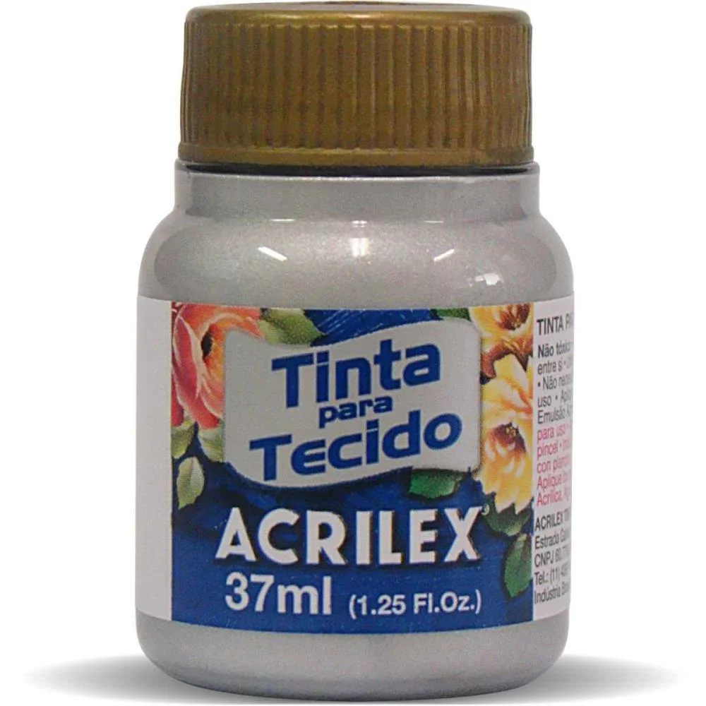Tinta Para Tecido Metalica 37Ml Prata Acrilex (Duzia) - imagem 3
