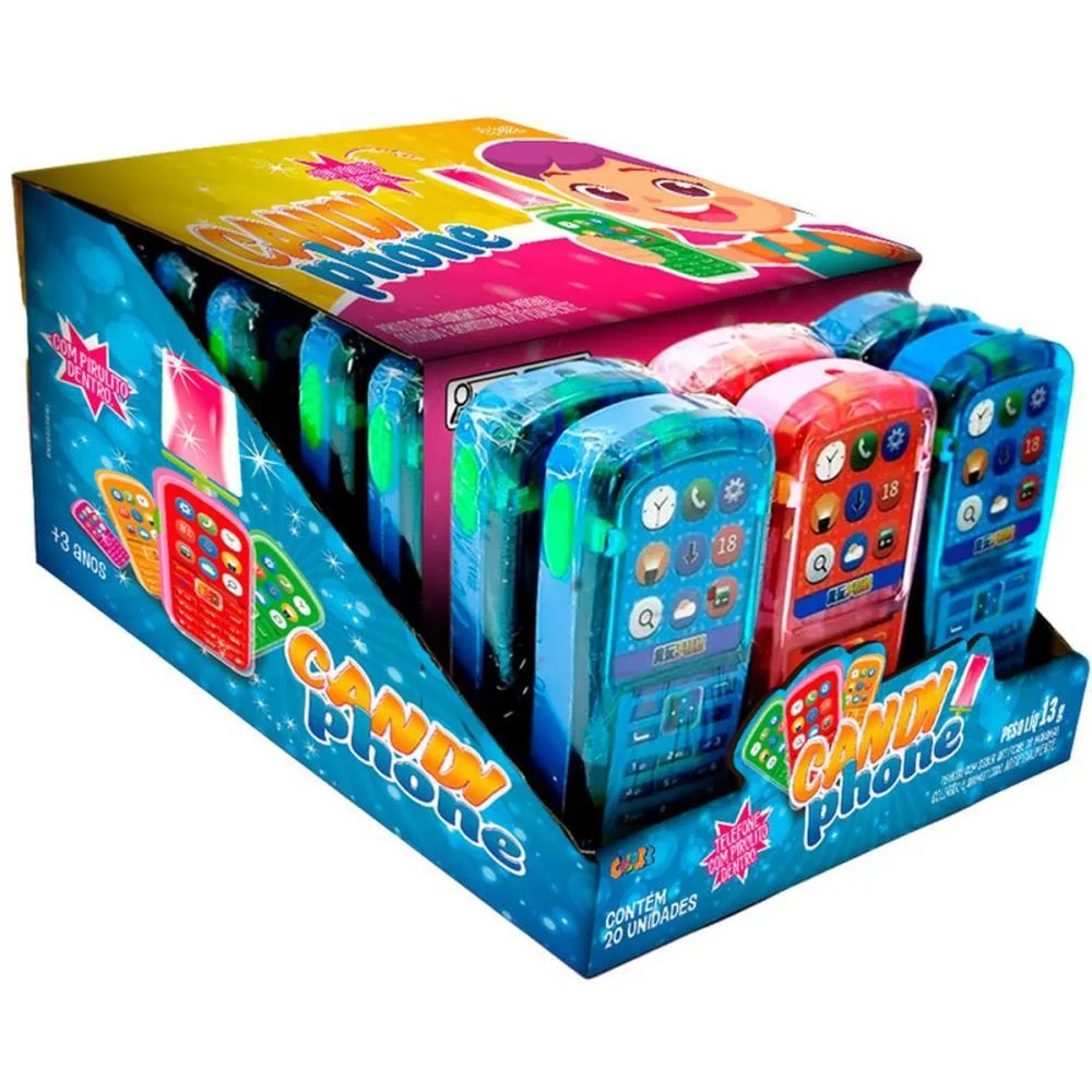 Doce Candy Phone+Pirulito Sabor (S) Colore C/ 20 Unidades - imagem 2