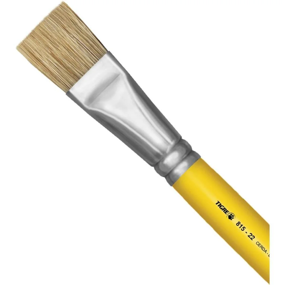 Pincel Artesanal Chato 815 N.22 Amarelo Pinceis Tigre (Ct.c/06) - imagem 2