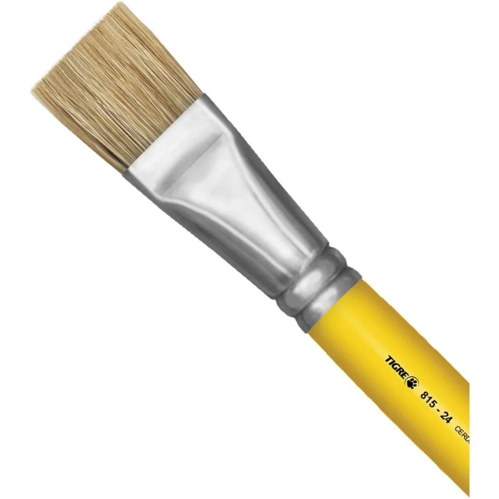 Pincel Artesanal Chato 815 N.24 Amarelo Pinceis Tigre (Ct.c/03) - imagem 2