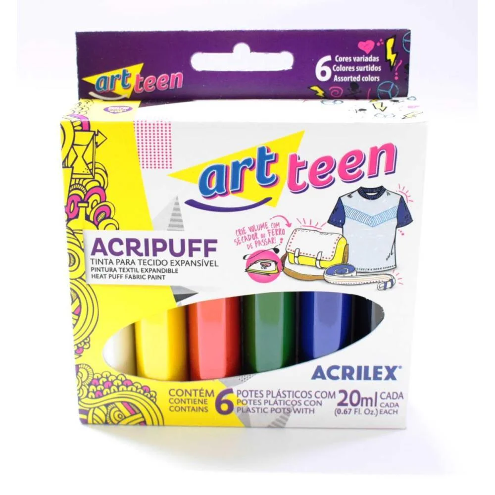 Tinta Para Tecido Acripuff 20Ml 6 Cores Acrilex (Pct.c/03) - imagem 3
