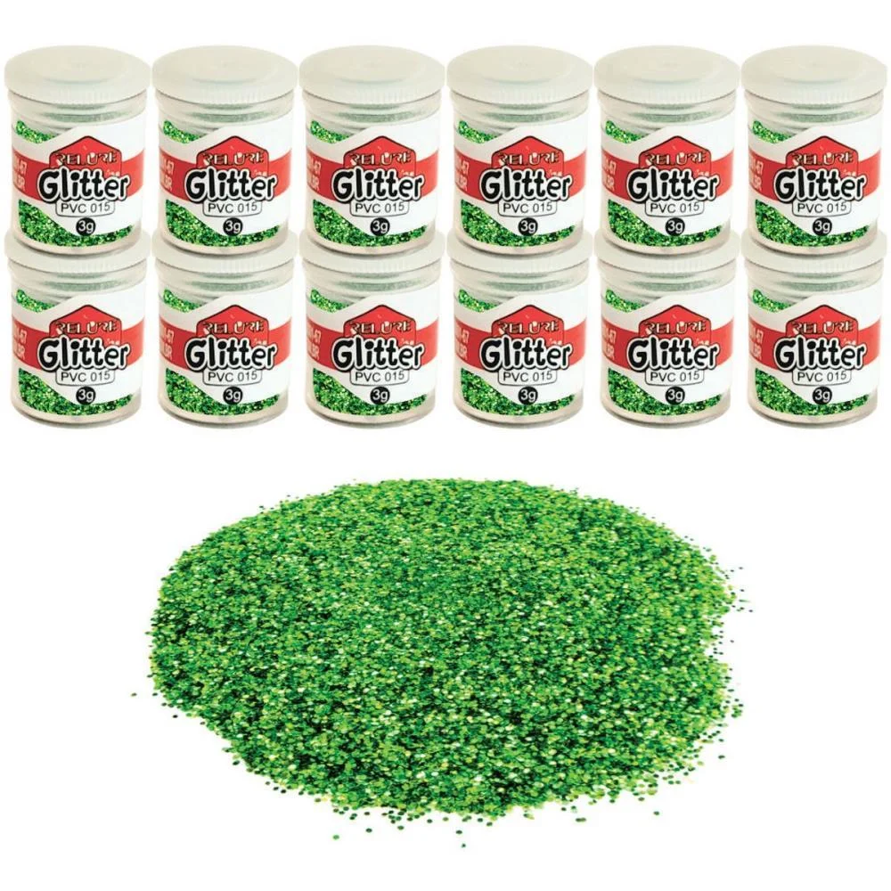 Glitter Pvc Verde Bandeira Potes 3G. Honey (Pct.c/12) - imagem 2