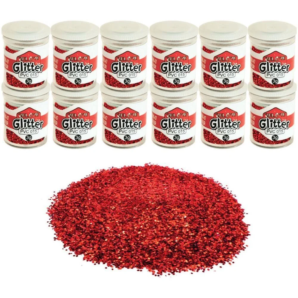 Glitter Pvc Vermelho Potes 3G Honey (Pct.c/12) - imagem 3