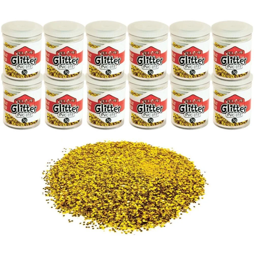 Glitter Pvc Ouro Brilho Potes 3G. Honey (Pct.c/12) - imagem 3