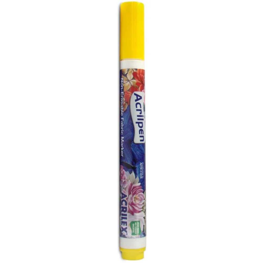 Caneta Para Tecido Amarelo Ouro Acrilpen Acrilex (Cx.c/12) - imagem 3