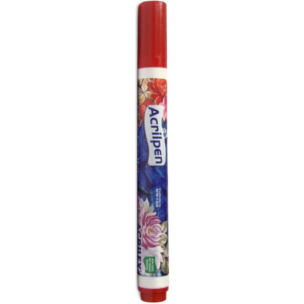Caneta Para Tecido Vermelho Fogo Acrilpen Acrilex (Cx.c/12) - imagem 3