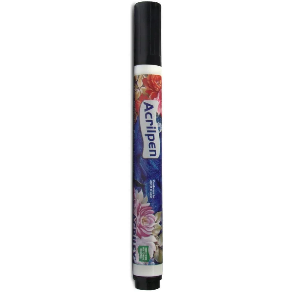Caneta Para Tecido Preto Acrilpen Acrilex (Cx.c/12) - imagem 3