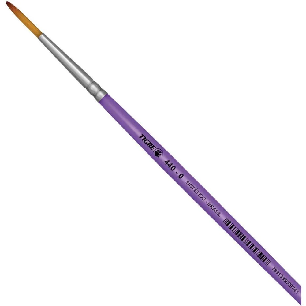 Pincel Artesanal Redondo 440 N.00 Medio Lilas Pinceis Tigre (Duzia) - imagem 3