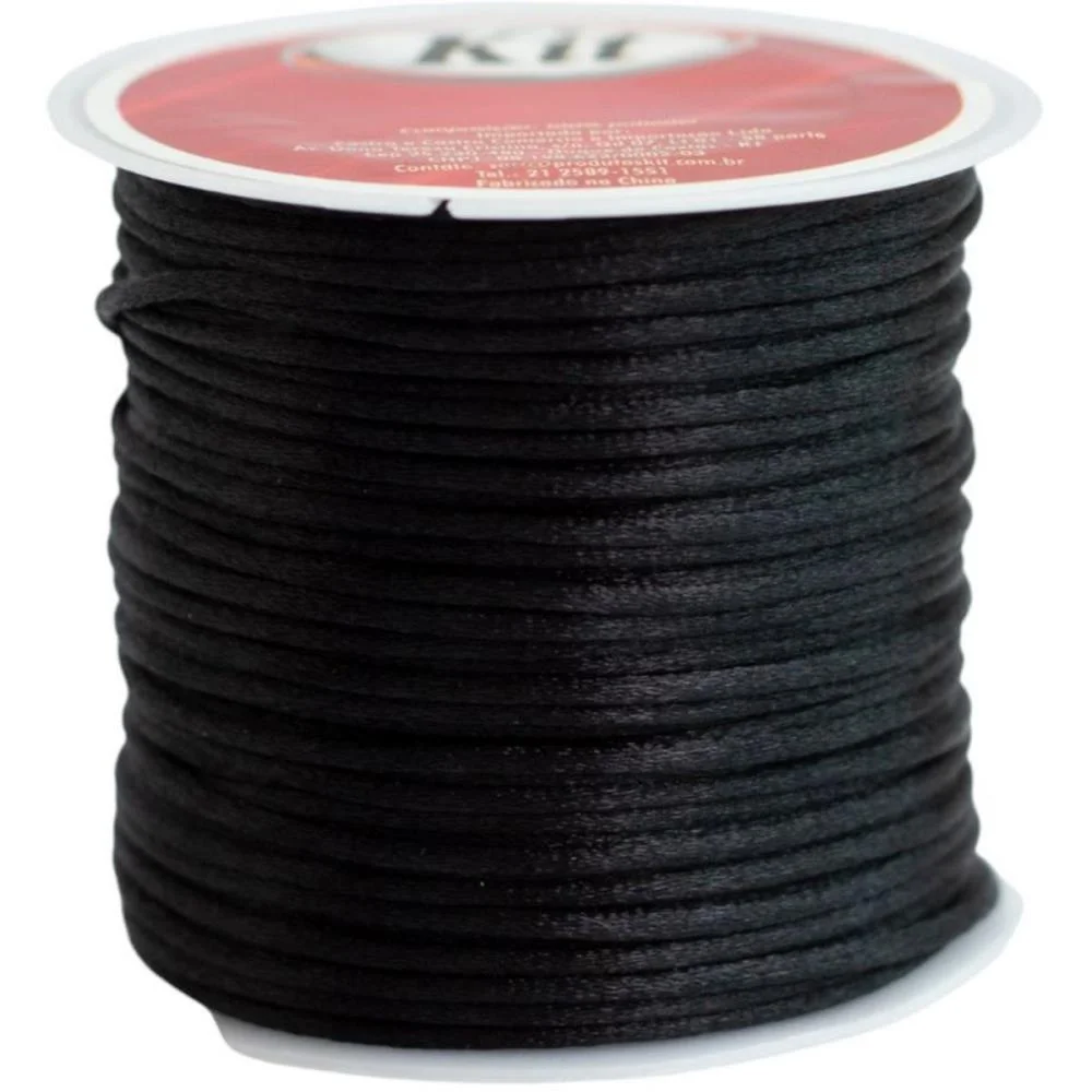 Cordao Cetim 1Mm Preto C/20M. Kit (Rolo) - imagem 4