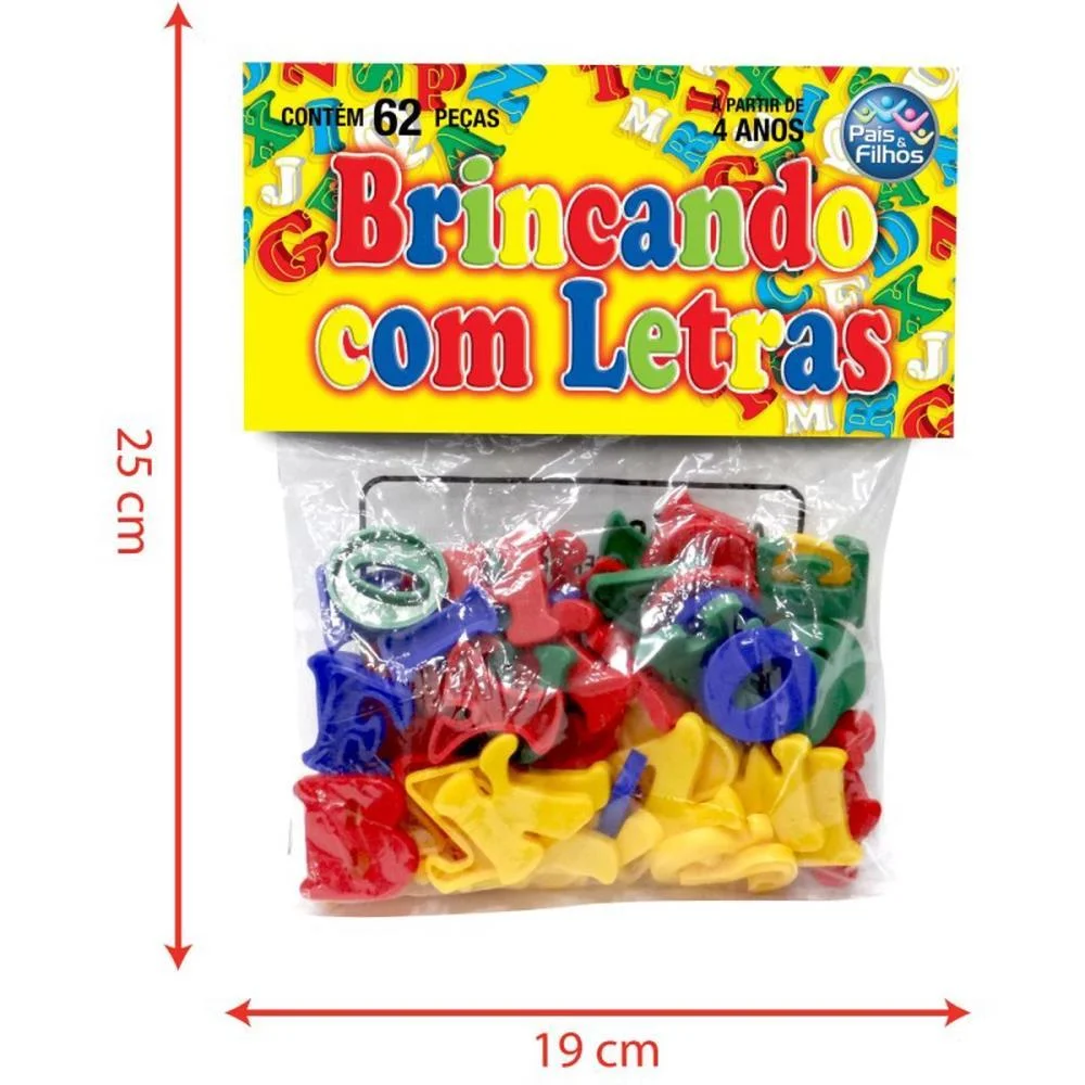 Brinquedo Pedagogico Brincando Com Letras 62 Pecas Pais E Filhos - imagem 4