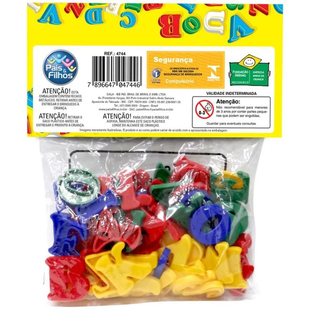 Brinquedo Pedagogico Brincando Com Letras 62 Pecas Pais E Filhos - imagem 6