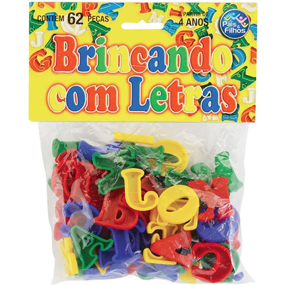 Brinquedo Pedagogico Brincando Com Letras 62 Pecas Pais E Filhos - imagem 9