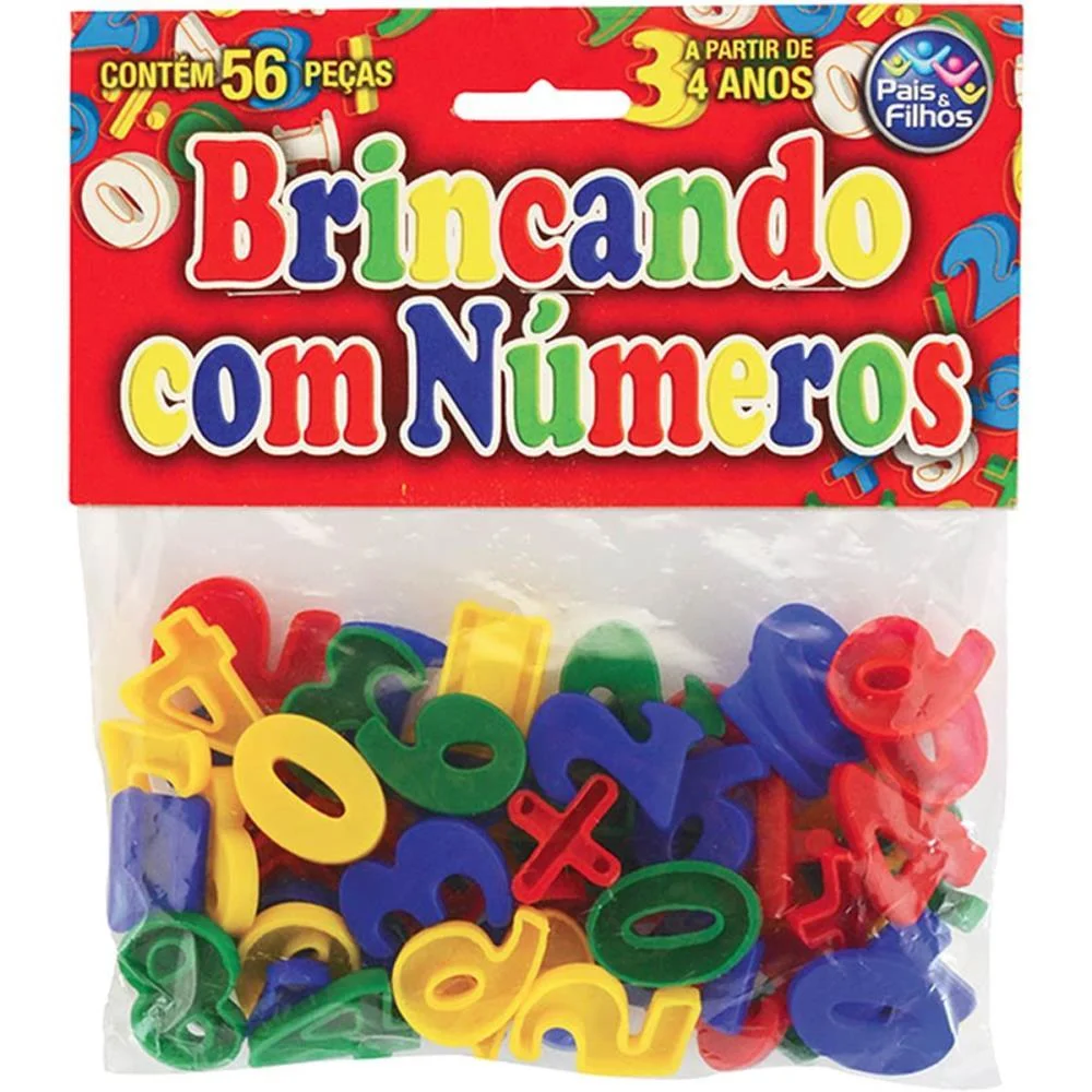 Brinquedo Pedagogico Brincando Com Numeros 56 Pcs Pais E Filhos - imagem 4