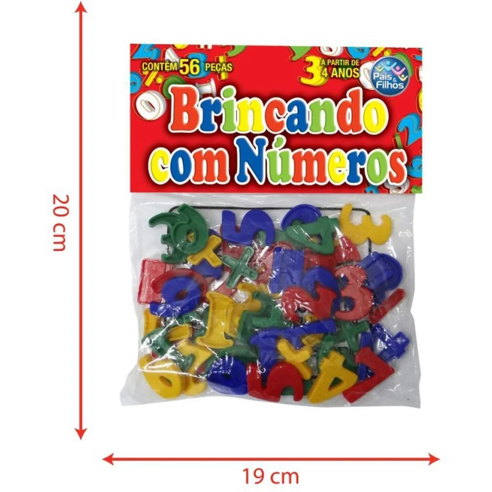 Brinquedo Pedagogico Brincando Com Numeros 56 Pcs Pais E Filhos - imagem 5