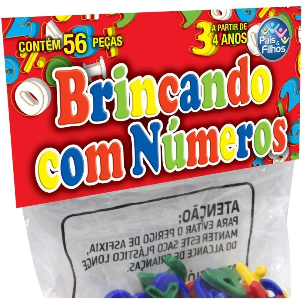 Brinquedo Pedagogico Brincando Com Numeros 56 Pcs Pais E Filhos - imagem 8