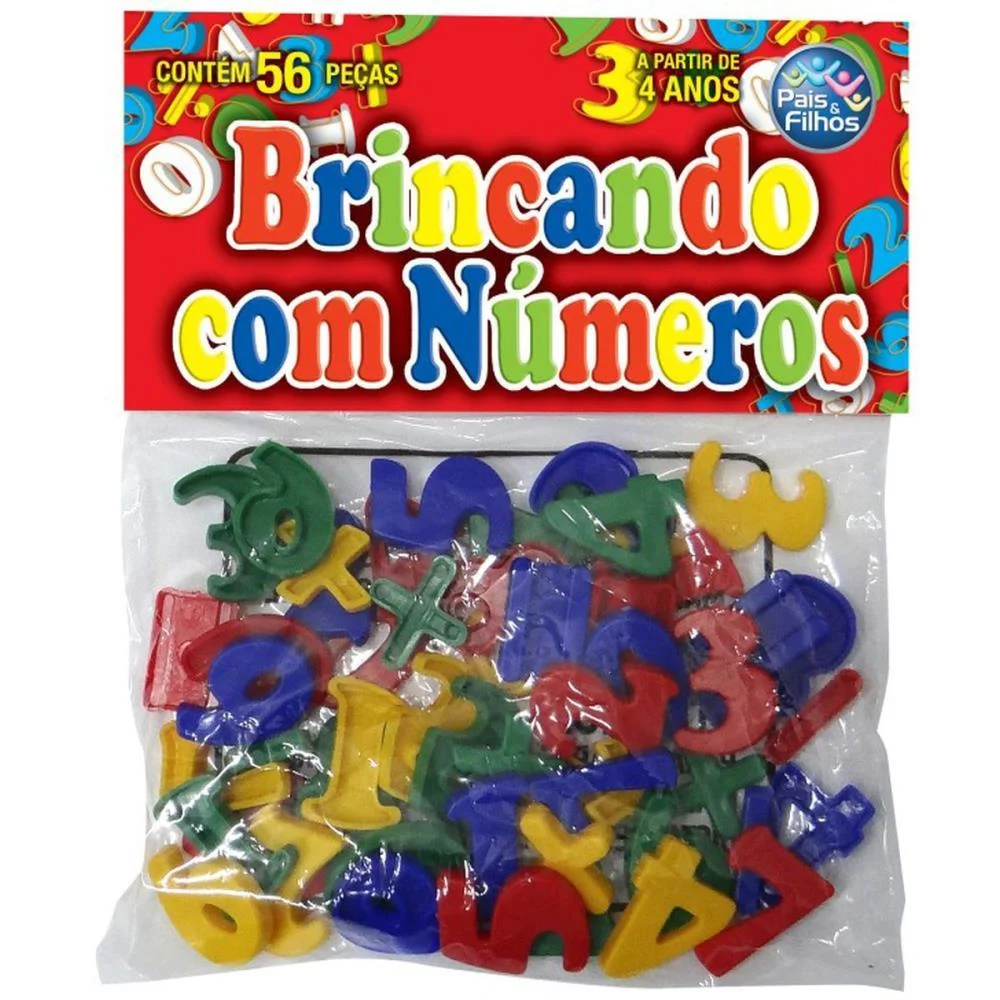 Brinquedo Pedagogico Brincando Com Numeros 56 Pcs Pais E Filhos - imagem 9