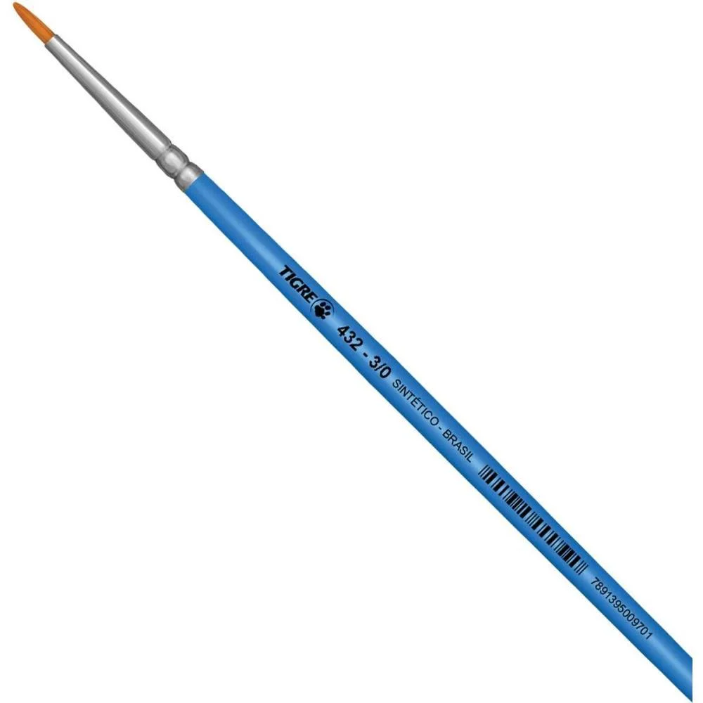 Pincel Artesanal Redondo 432 N.3/0 Azul Pinceis Tigre (Pct.c/06) - imagem 3