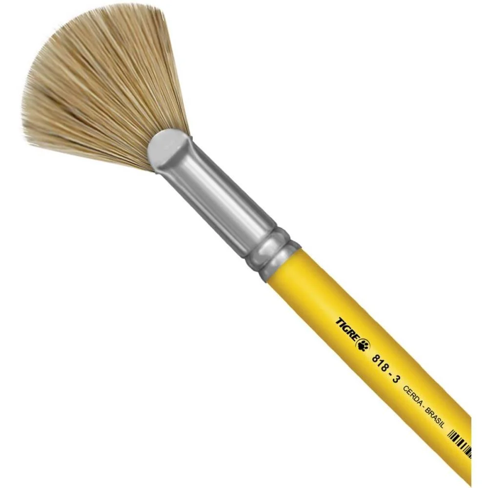 Pincel Artesanal Fan Leque 818 N.03 Amarelo Pinceis Tigre (Pct.c/03) - imagem 3