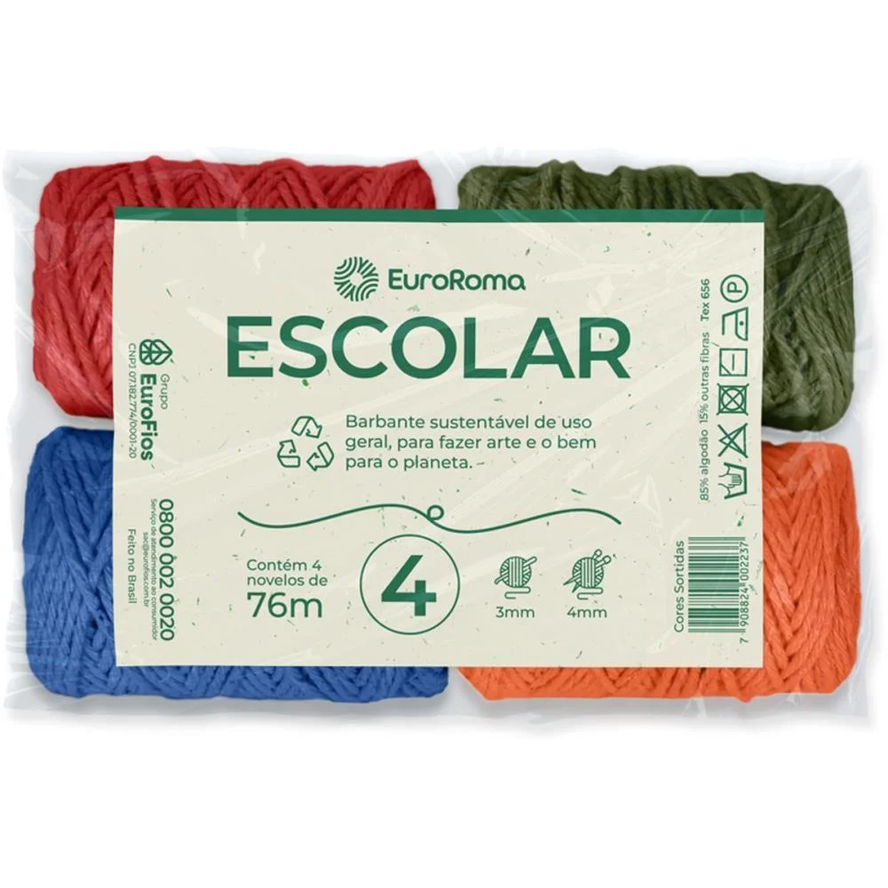 Barbante Colorido 100G 4/6 Fios Rolo 101M Sortid Euroroma (Pct.c/06) - imagem 3