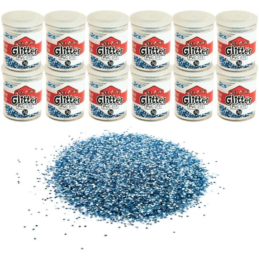 Glitter Pvc Azul Claro Pote 3G. Honey (Pct.c/12) - imagem 3