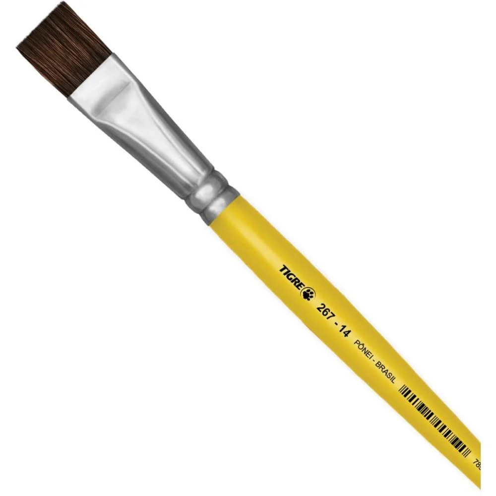 Pincel Escolar Chato 267 N.14 Amarelo Pinceis Tigre (Duzia) - imagem 2