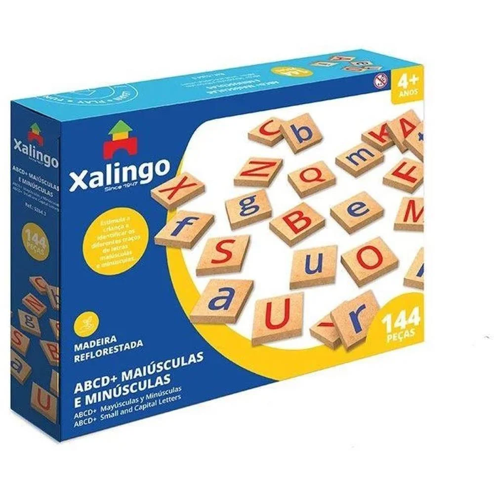 Brinquedo Pedagogico Madeira Abc Maiusculas/Minuscul. 144Pc Xalingo - imagem 3