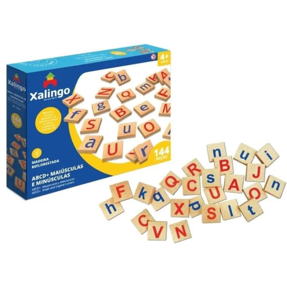 Brinquedo Pedagogico Madeira Abc Maiusculas/Minuscul. 144Pc Xalingo - imagem 4