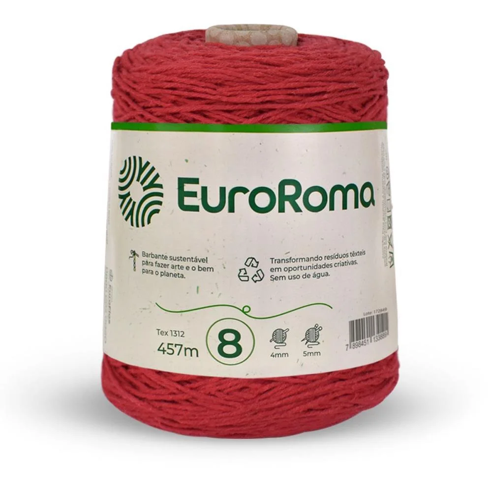 Barbante Colorido 600G 4/8 Fios 457M Vermelho Euroroma - imagem 3